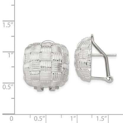 Sterlingsilber Rhodiniert Poliert Geflochten Quadratisch Omega Rückseite Ohrringe