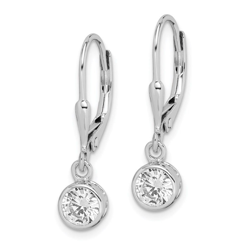 Sterlingsilber Rhodiniert Poliert Rund 5mm Zirkonia Ohrhänger mit Brisur