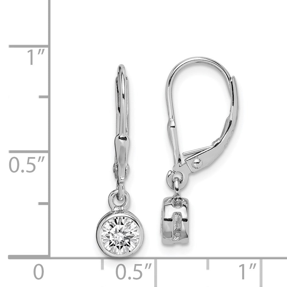 Sterlingsilber Rhodiniert Poliert Rund 5mm Zirkonia Ohrhänger mit Brisur