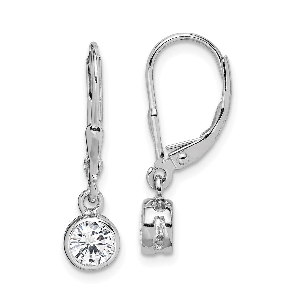 Sterlingsilber Rhodiniert Poliert Rund 5mm Zirkonia Ohrhänger mit Brisur