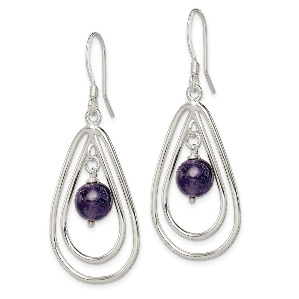 Sterlingsilber Poliert Amethyst Tropfen Ohrhänger