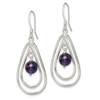 Sterlingsilber Poliert Amethyst Tropfen Ohrhänger
