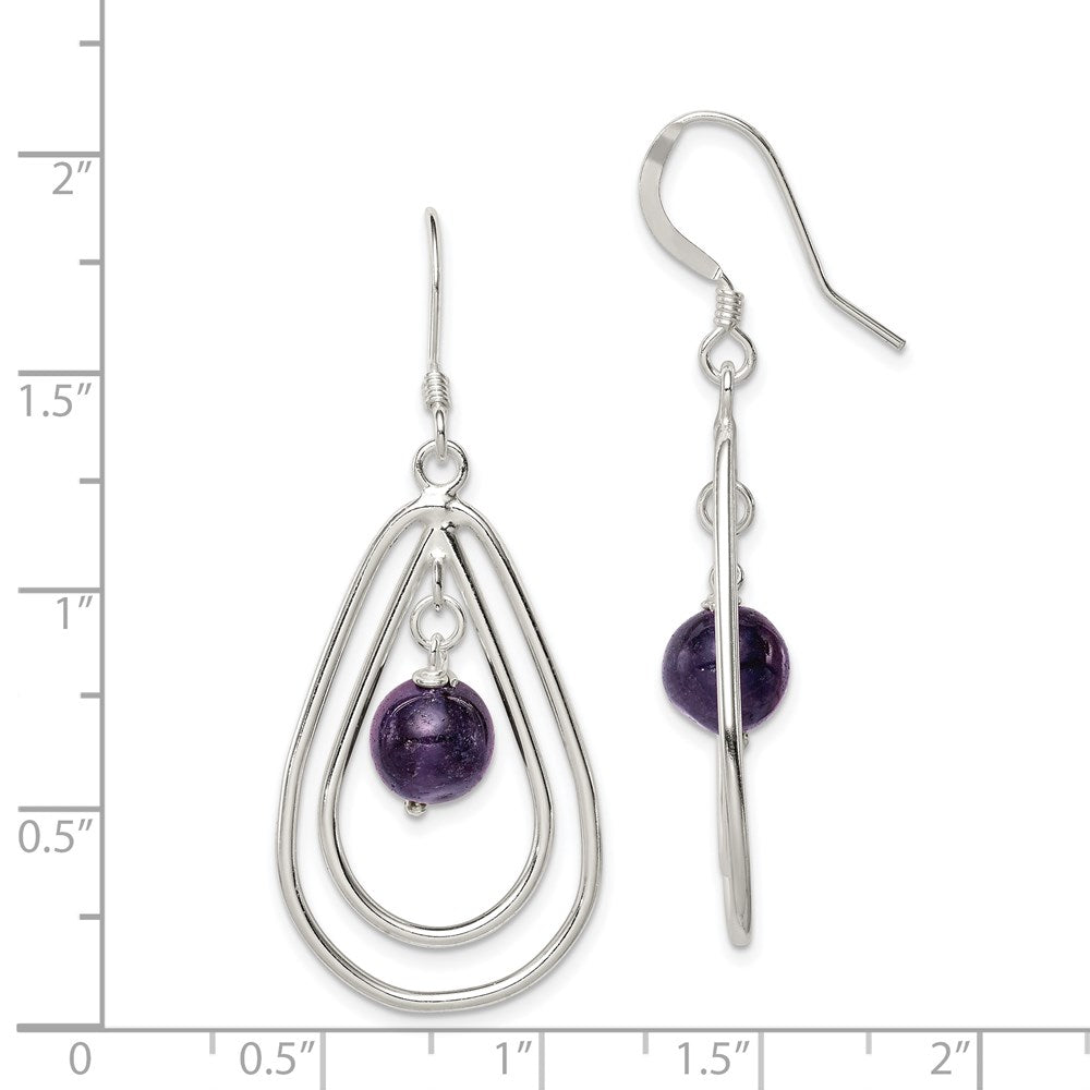 Sterlingsilber Poliert Amethyst Tropfen Ohrhänger