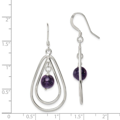 Sterlingsilber Poliert Amethyst Tropfen Ohrhänger