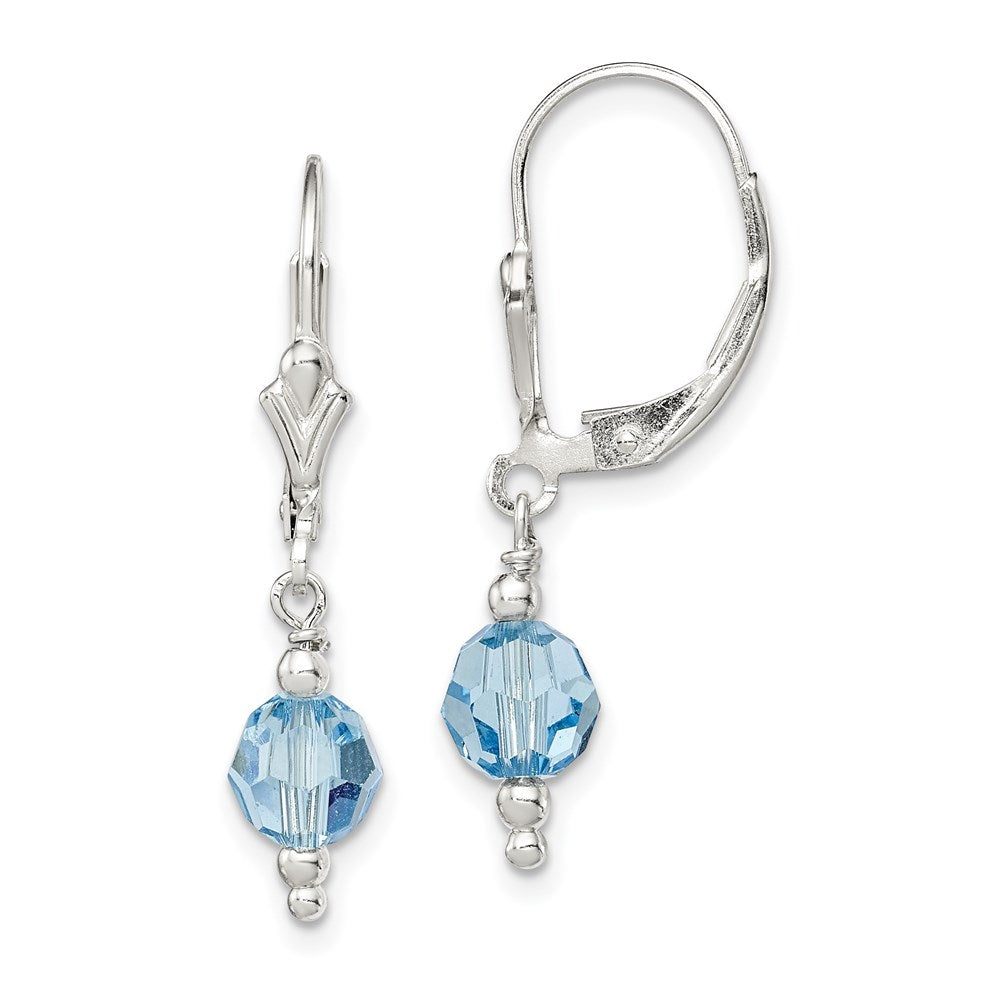 Sterlingsilber Blau Kristall Ohrhänger mit Brisur