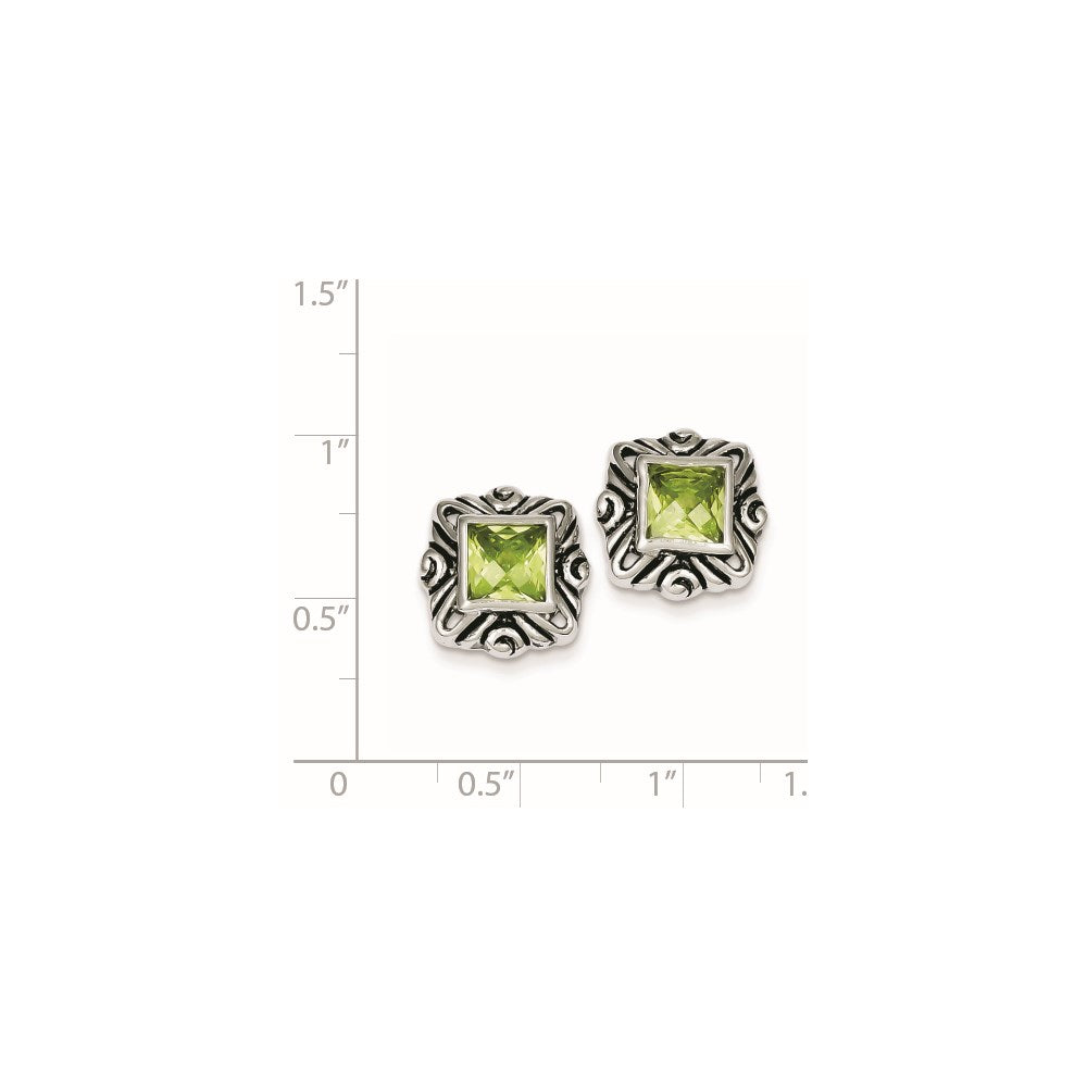 Sterlingsilber Grün Zirkonia Quadratisch Ohrringe