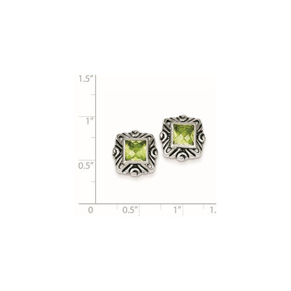 Sterlingsilber Grün Zirkonia Quadratisch Ohrringe