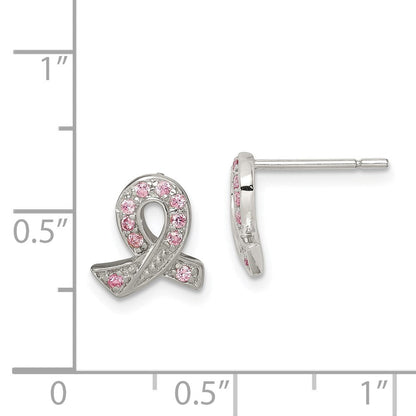 Sterlingsilber Rhodiniert Rosa Zirkonia Schleife Ohrringe