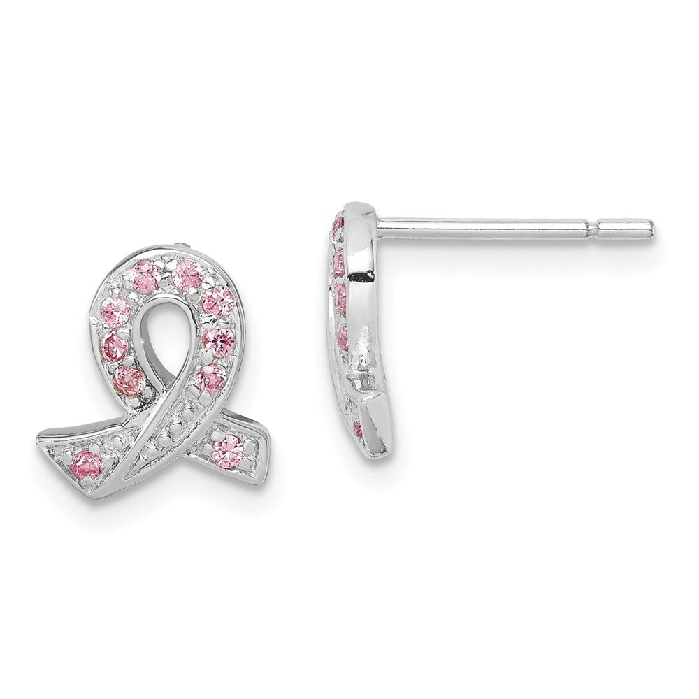 Sterlingsilber Rhodiniert Rosa Zirkonia Schleife Ohrringe