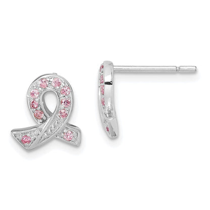 Sterlingsilber Rhodiniert Rosa Zirkonia Schleife Ohrringe
