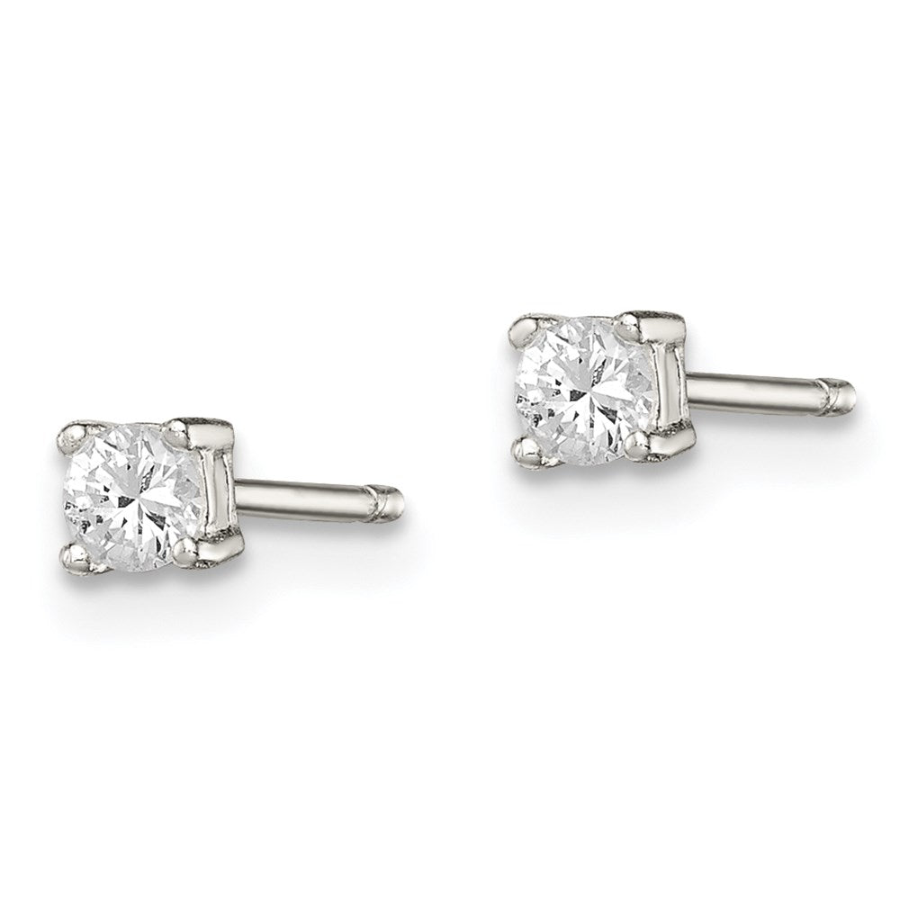 Sterlingsilber 3mm Rund Korb Set Zirkonia Ohrstecker