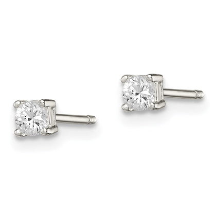 Sterlingsilber 3mm Rund Korb Set Zirkonia Ohrstecker