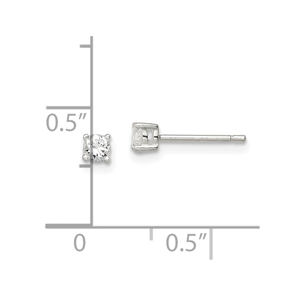 Sterlingsilber 3mm Rund Korb Set Zirkonia Ohrstecker