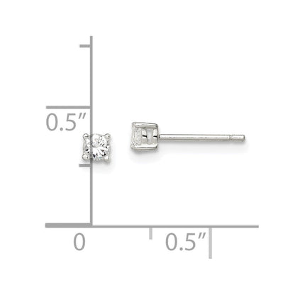 Sterlingsilber 3mm Rund Korb Set Zirkonia Ohrstecker
