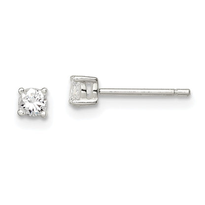 Sterlingsilber 3mm Rund Korb Set Zirkonia Ohrstecker