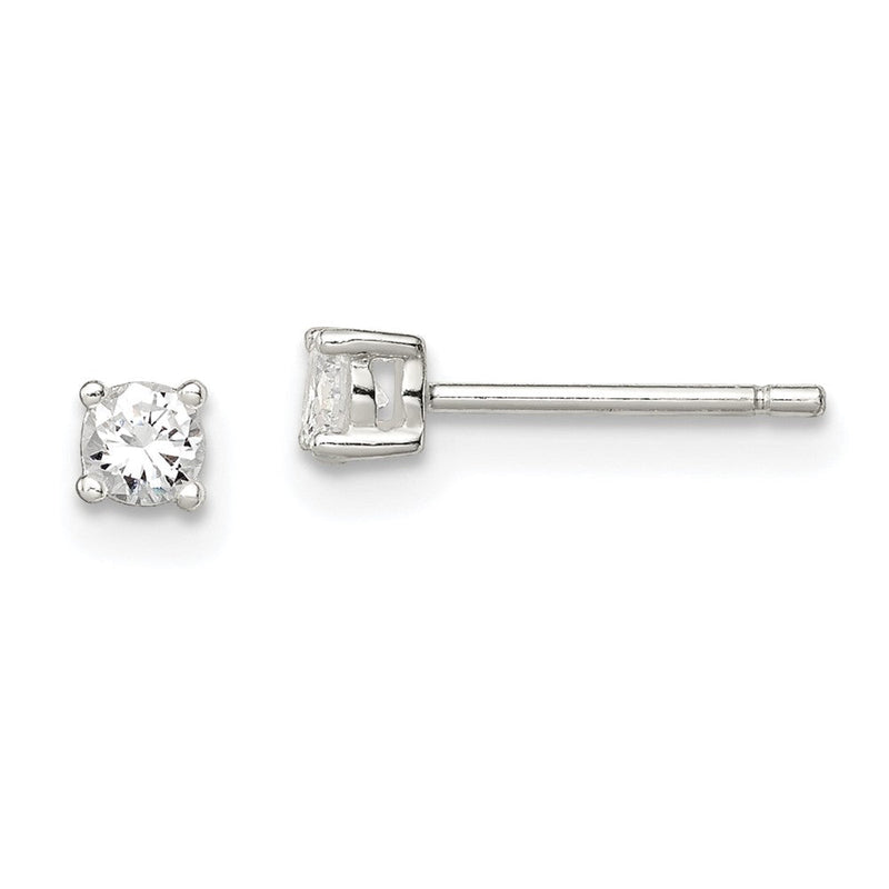 Sterlingsilber 3mm Rund Korb Set Zirkonia Ohrstecker