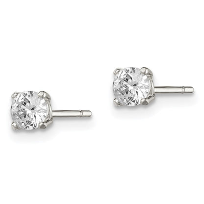 Sterlingsilber 4mm Rund Korb Set Zirkonia Ohrstecker
