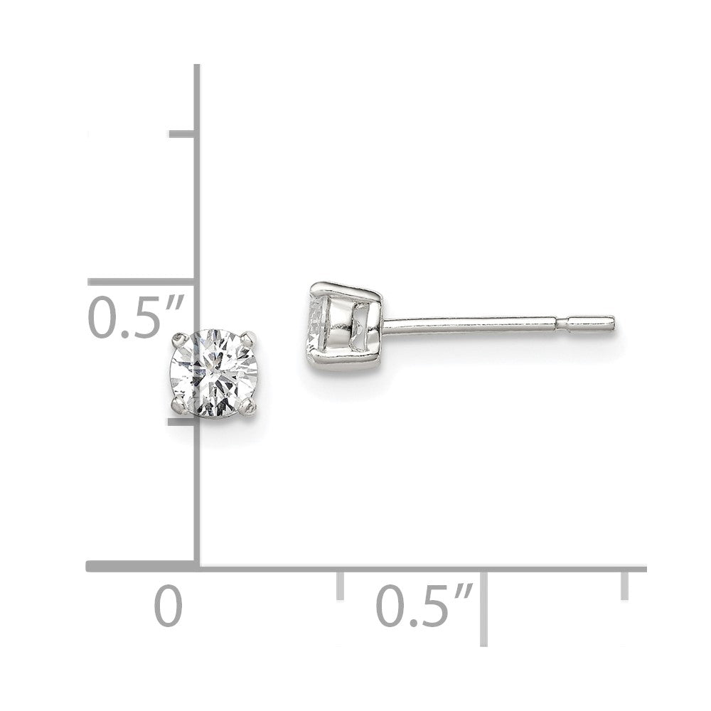 Sterlingsilber 4mm Rund Korb Set Zirkonia Ohrstecker