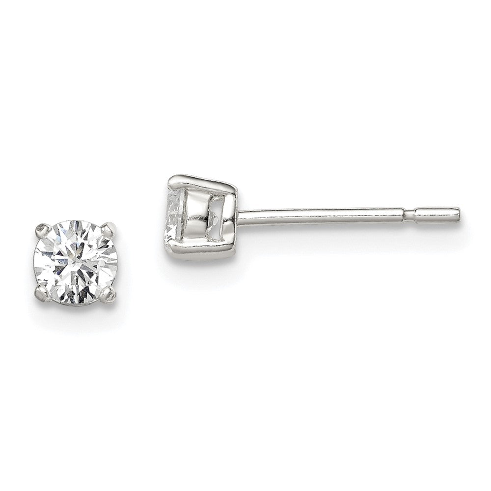 Sterlingsilber 4mm Rund Korb Set Zirkonia Ohrstecker