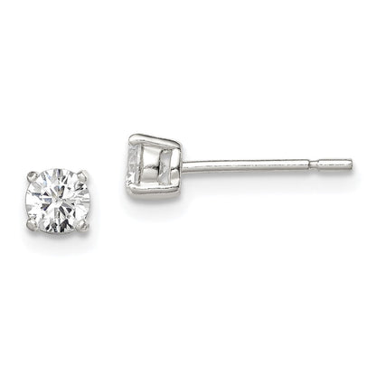 Sterlingsilber 4mm Rund Korb Set Zirkonia Ohrstecker