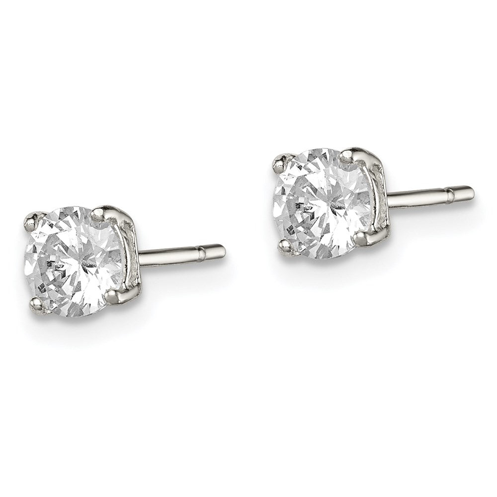 Sterlingsilber 5mm Rund Korb Set Zirkonia Ohrstecker