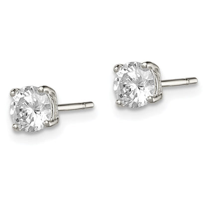 Sterlingsilber 5mm Rund Korb Set Zirkonia Ohrstecker