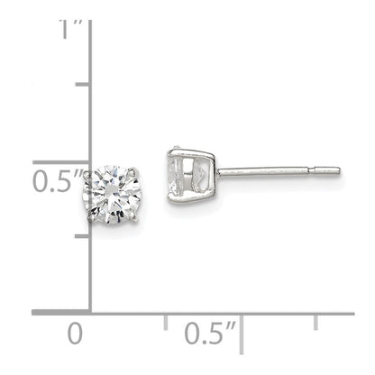 Sterlingsilber 5mm Rund Korb Set Zirkonia Ohrstecker