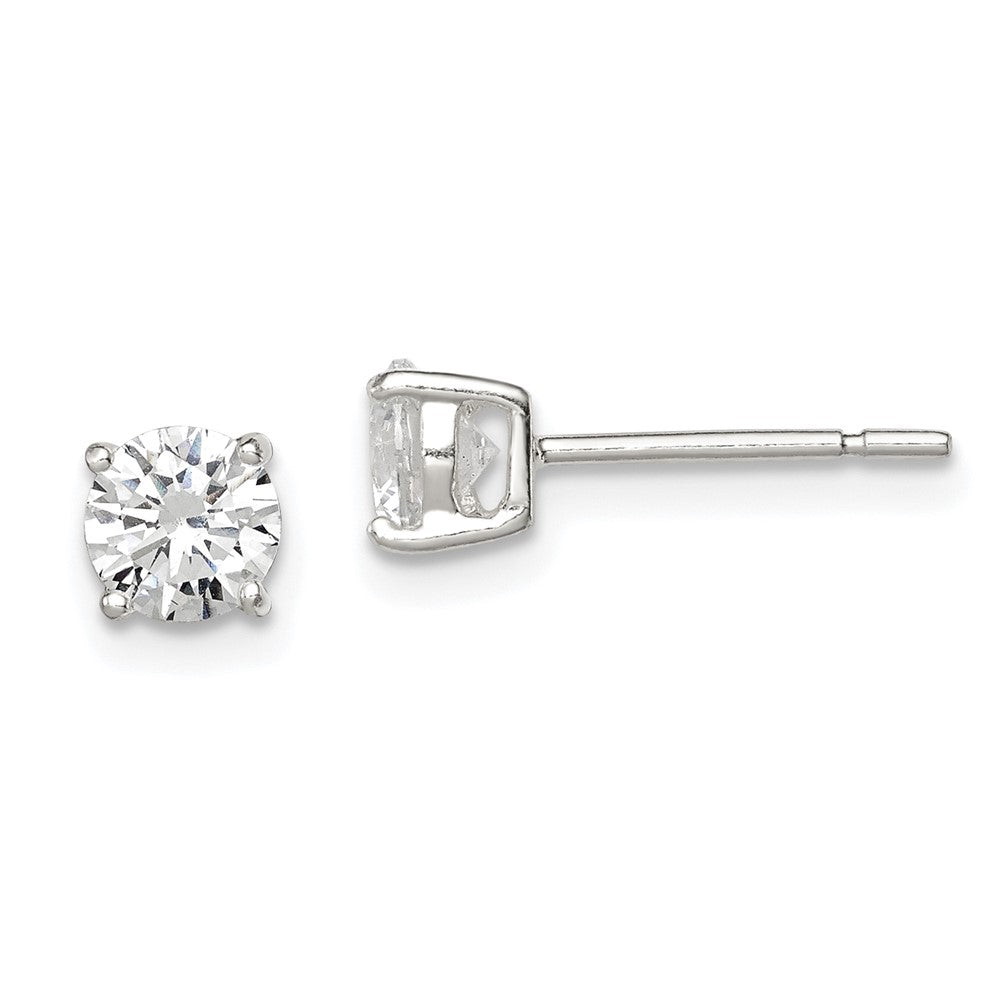 Sterlingsilber 5mm Rund Korb Set Zirkonia Ohrstecker
