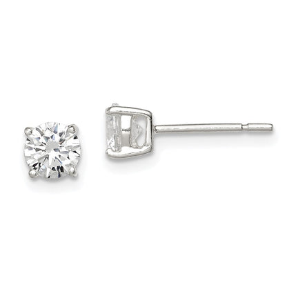 Sterlingsilber 5mm Rund Korb Set Zirkonia Ohrstecker