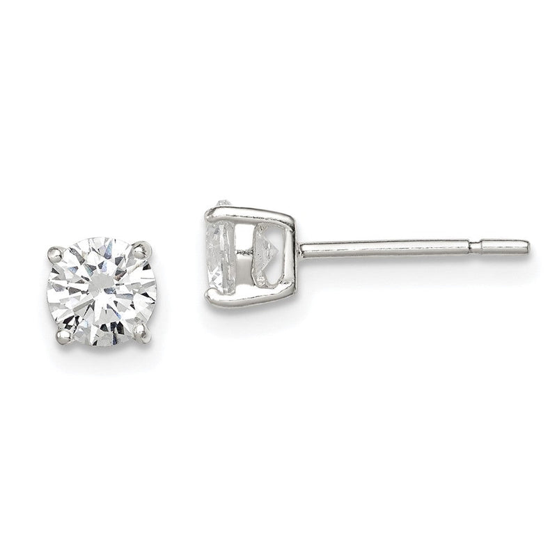 Sterlingsilber 5mm Rund Korb Set Zirkonia Ohrstecker
