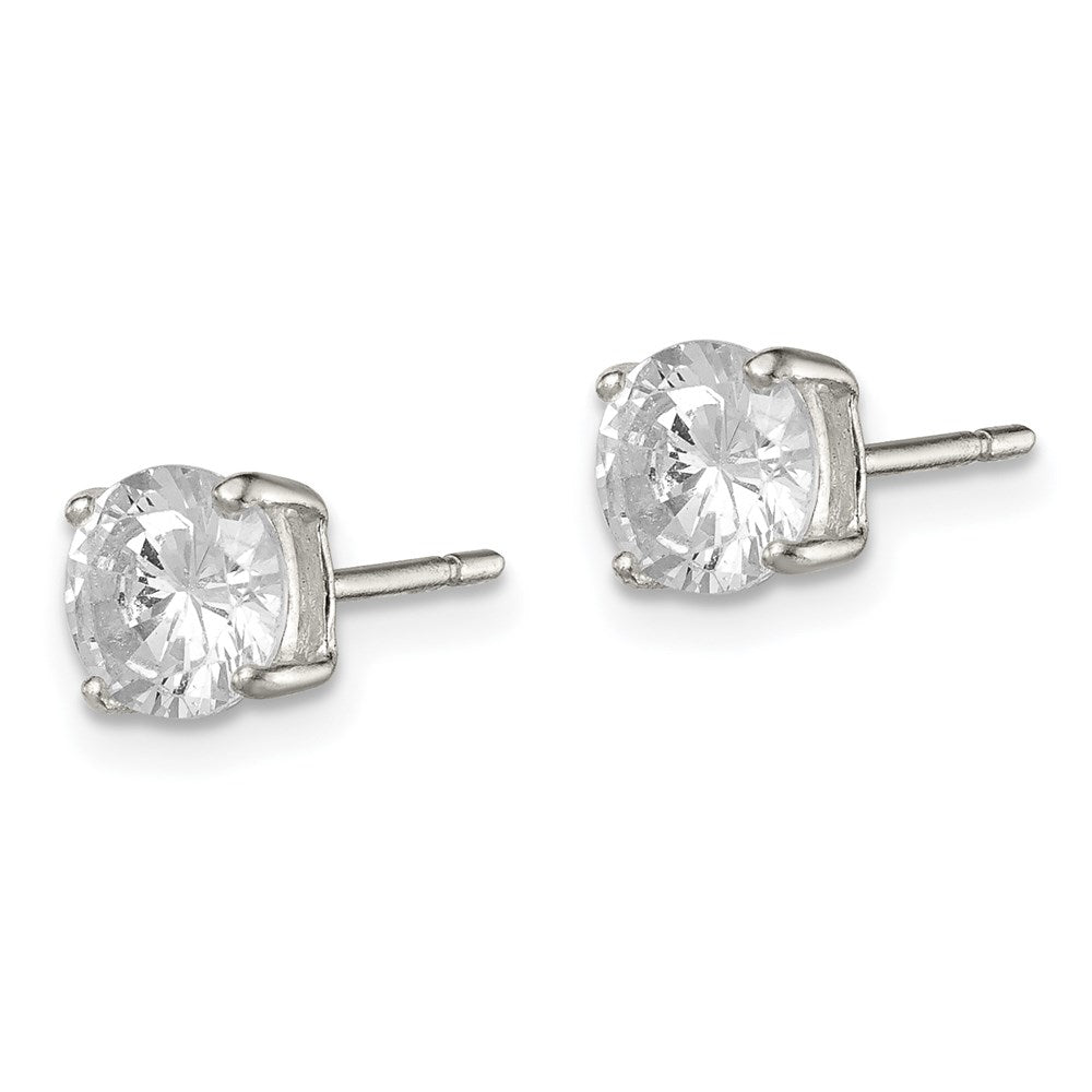 Sterlingsilber 6mm Rund Korb Set Zirkonia Ohrstecker