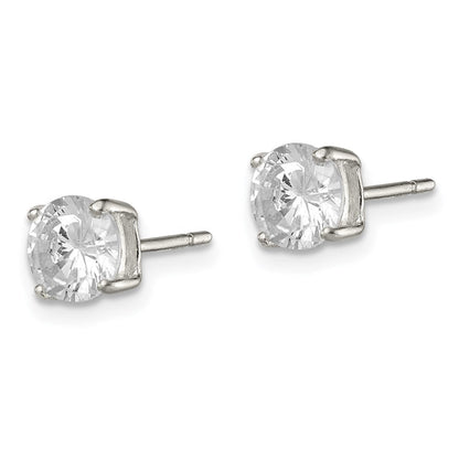 Sterlingsilber 6mm Rund Korb Set Zirkonia Ohrstecker