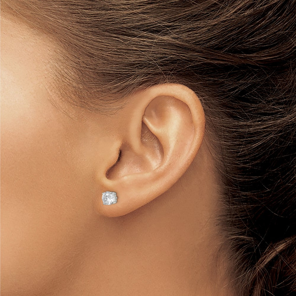 Sterlingsilber 6mm Rund Korb Set Zirkonia Ohrstecker