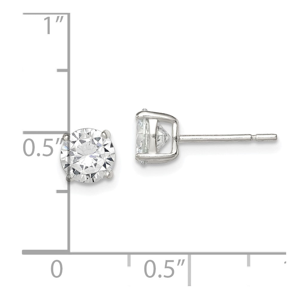 Sterlingsilber 6mm Rund Korb Set Zirkonia Ohrstecker
