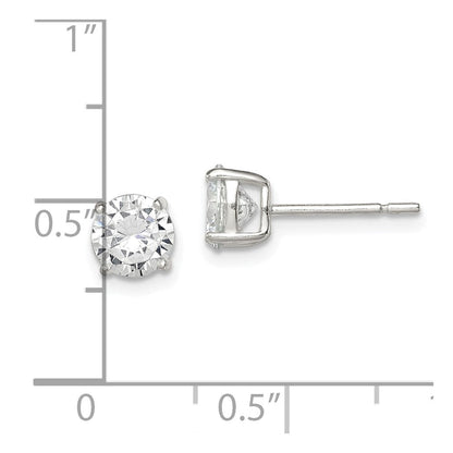 Sterlingsilber 6mm Rund Korb Set Zirkonia Ohrstecker