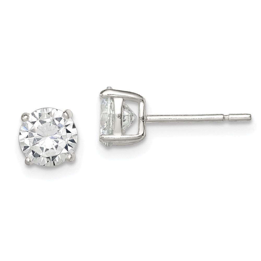 Sterlingsilber 6mm Rund Korb Set Zirkonia Ohrstecker