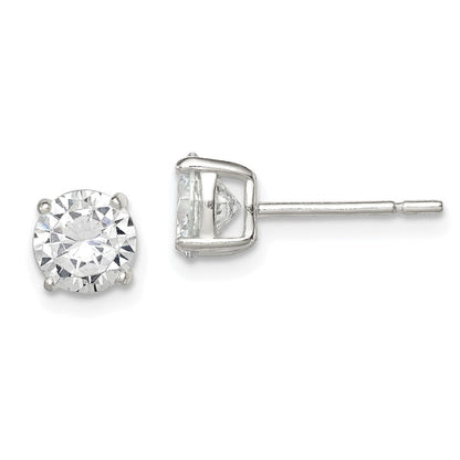 Sterlingsilber 6mm Rund Korb Set Zirkonia Ohrstecker