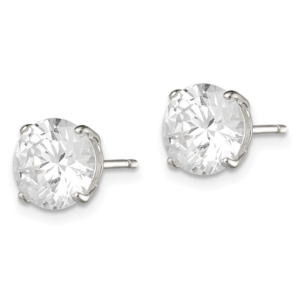 Sterlingsilber 8mm Rund Korb Set Zirkonia Ohrstecker