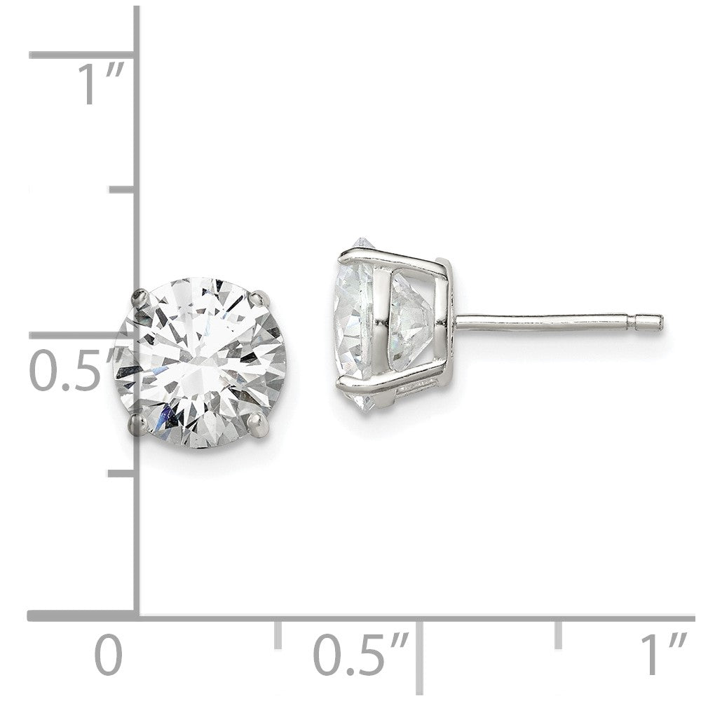 Sterlingsilber 8mm Rund Korb Set Zirkonia Ohrstecker