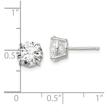 Sterlingsilber 8mm Rund Korb Set Zirkonia Ohrstecker