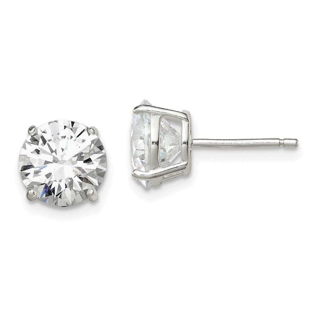 Sterlingsilber 8mm Rund Korb Set Zirkonia Ohrstecker