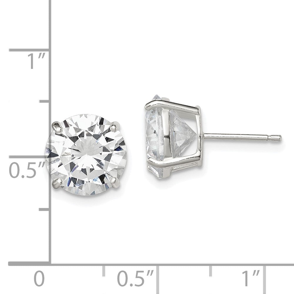 Sterlingsilber 10mm Rund Korb Set Zirkonia Ohrstecker