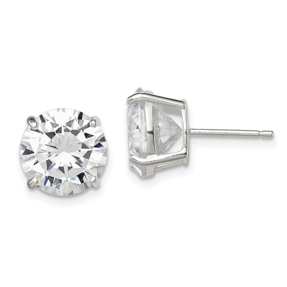 Sterlingsilber 10mm Rund Korb Set Zirkonia Ohrstecker