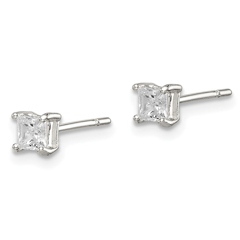 Sterlingsilber 3mm Princess Korb Set Zirkonia Ohrstecker