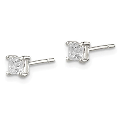 Sterlingsilber 3mm Princess Korb Set Zirkonia Ohrstecker