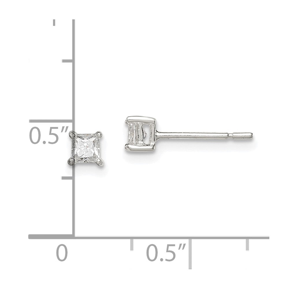 Sterlingsilber 3mm Princess Korb Set Zirkonia Ohrstecker