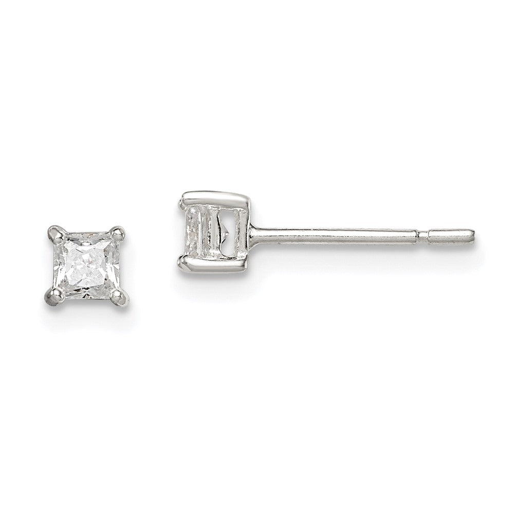 Sterlingsilber 3mm Princess Korb Set Zirkonia Ohrstecker