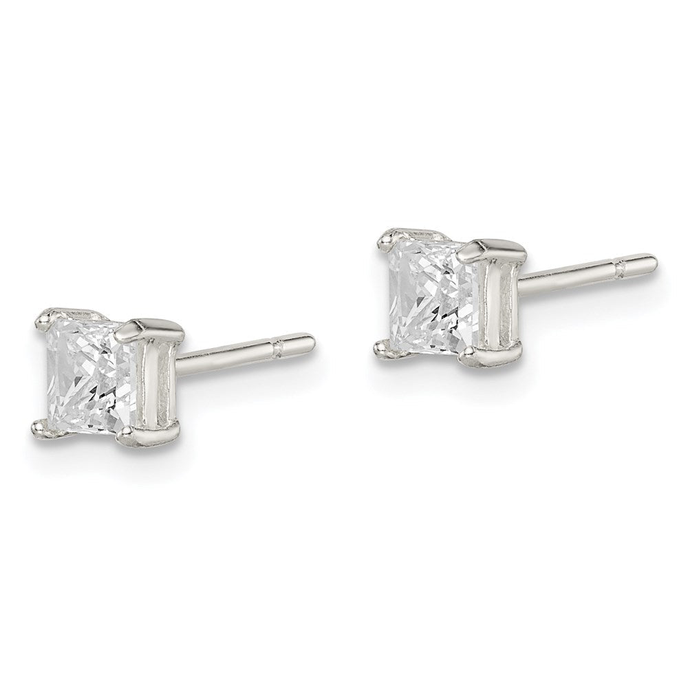 Sterlingsilber 4mm Princess Korb Set Zirkonia Ohrstecker