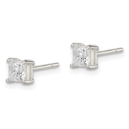 Sterlingsilber 4mm Princess Korb Set Zirkonia Ohrstecker
