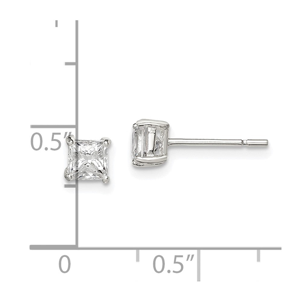 Sterlingsilber 4mm Princess Korb Set Zirkonia Ohrstecker